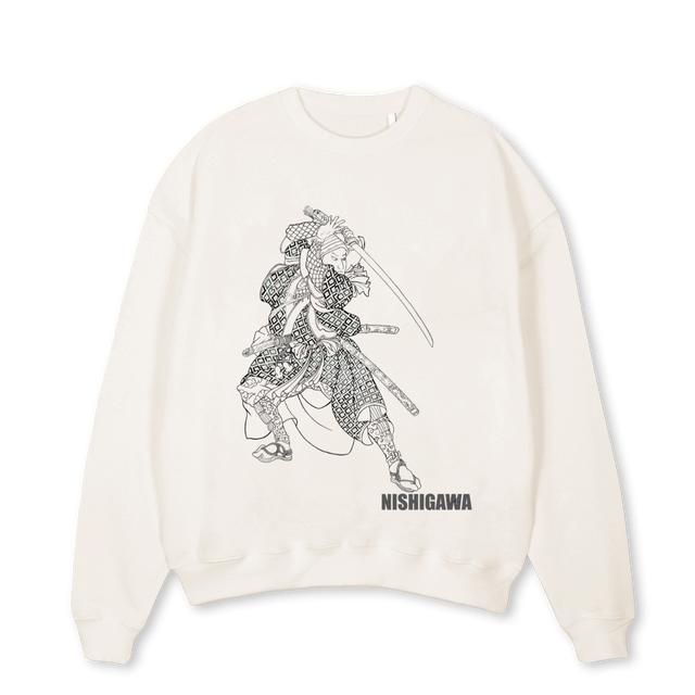 DRYVC Vintage White Oversized Crewneck Sweater.