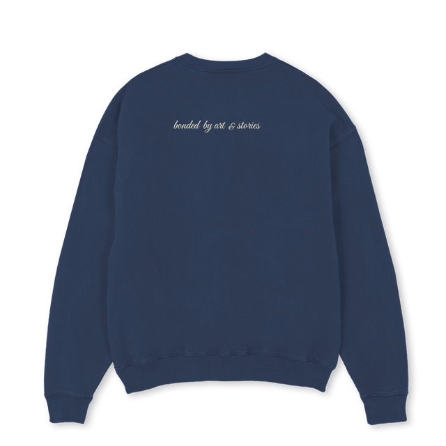 KINFOLK CREWS Navy Blue Oversized Crewneck Sweater.