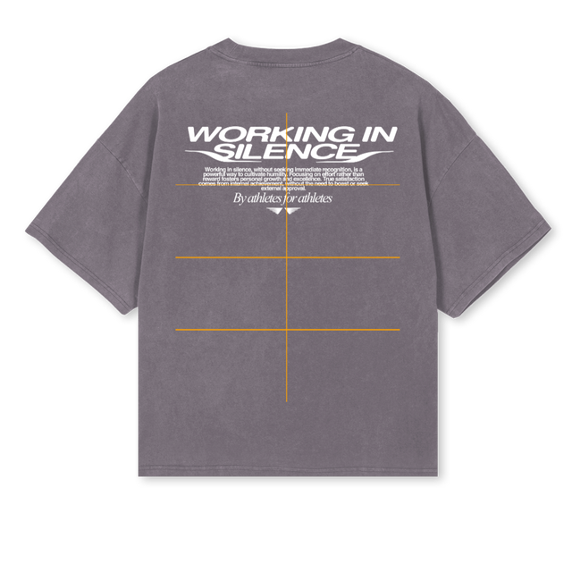 WORK IN SILENCE Pigment Grey Oversized Boxy Tee.