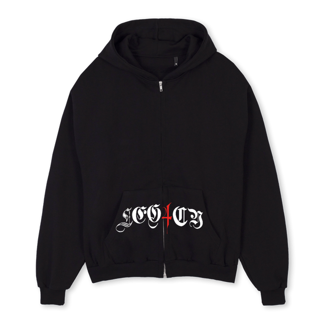 ZIPUP LEGAC Black Oversized Zipped Hoodie.