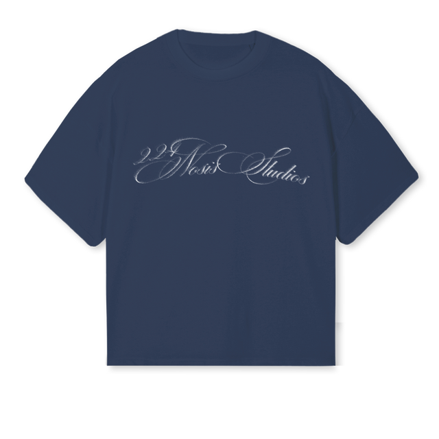 NOSISCURSIVEBLUE Navy Blue Oversized Boxy Tee.