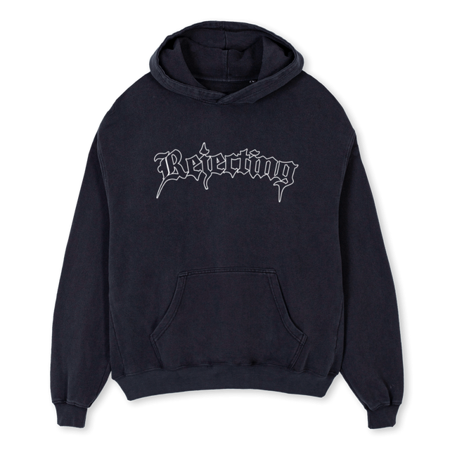 BIG REJECT Vintage Black Oversized Hoodie.