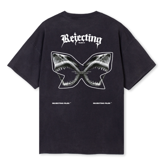 RJCTNGFNDBACK Vintage Black Oversized Tee.