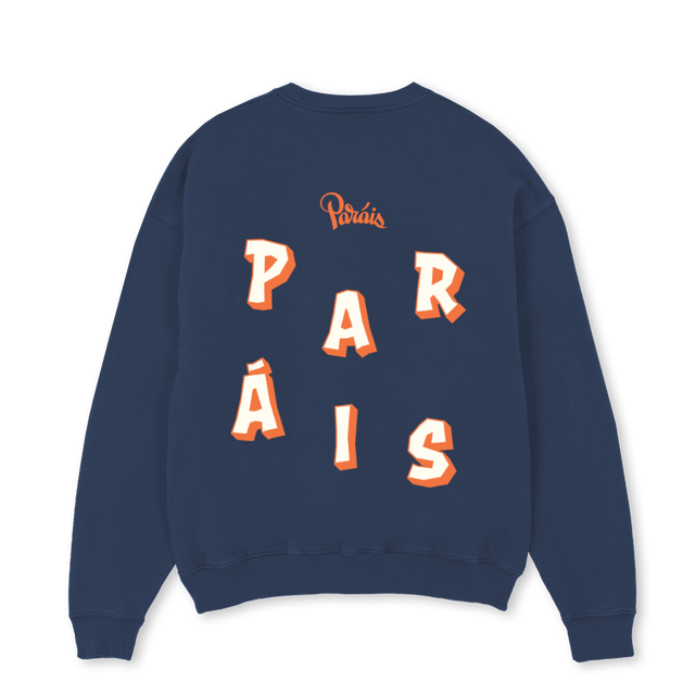 LETTERSWEAT Navy Blue Oversized Crewneck Sweater.