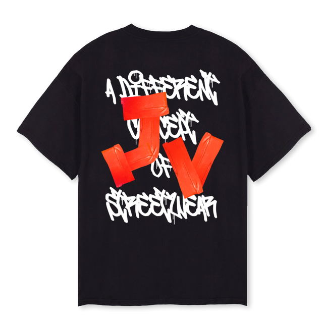 ORNGETAPE Black Oversized Tee.