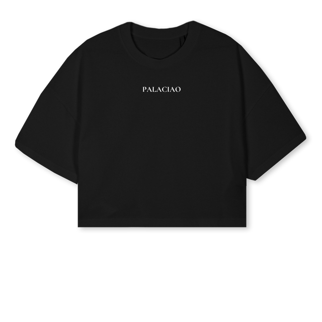 PALACIAODOS BLANC_1 Black Cropped Oversized Tee.