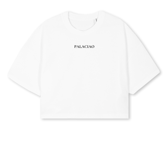 PALACIAOCROPDOS NOIR White Cropped Oversized Tee.