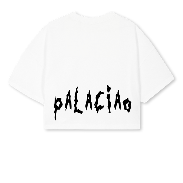 RICKCROP NOIR White Cropped Oversized Tee.