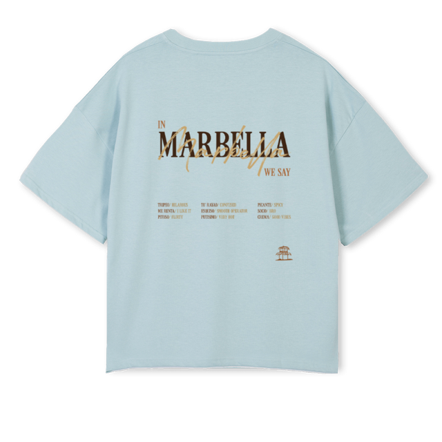 MARBELLADICTIONARY Cold Blue Oversized Boxy Tee.