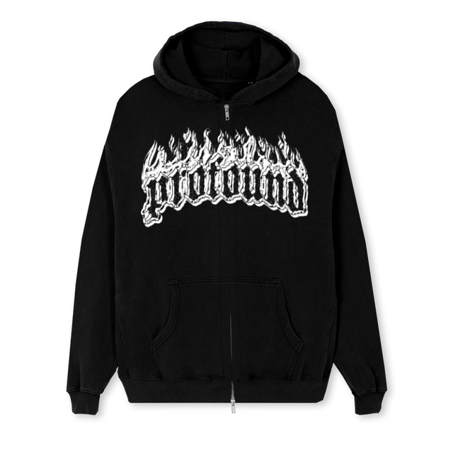 REGULAR ZUP PROFOUND Black Regular Zipped Hoodie.