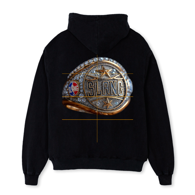 SLANG RINGXL Black Oversized Hoodie.
