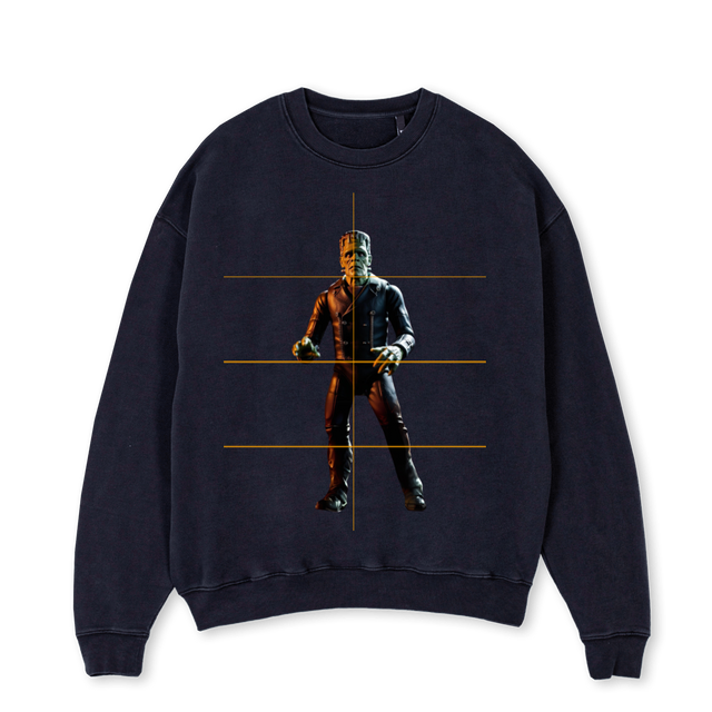 FRANKENSTEIN Vintage Black Oversized Crewneck Sweater.