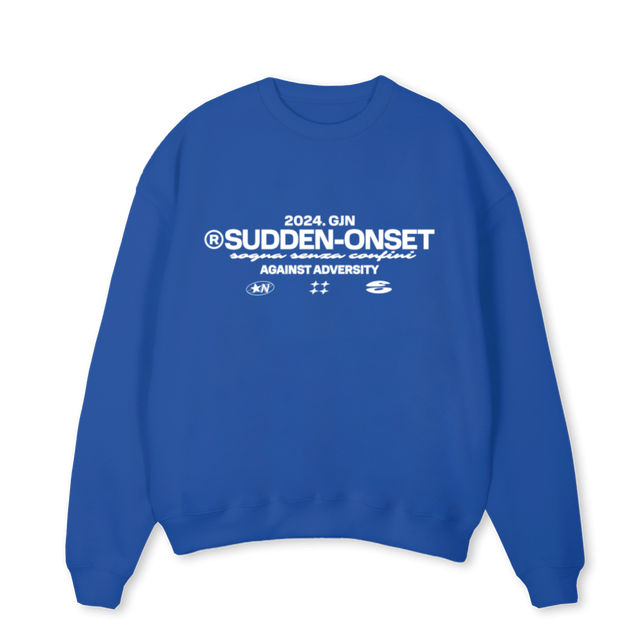 FOCACH Cobalt Blue Oversized Crewneck Sweater.