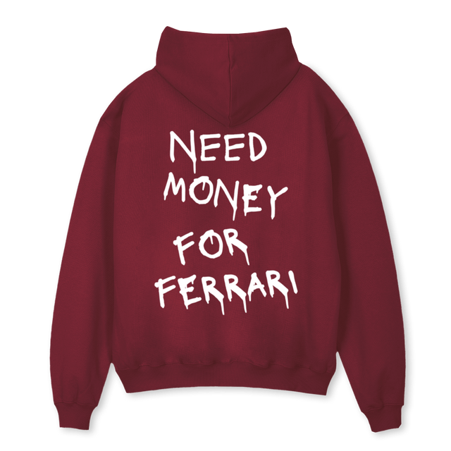 NMFFHOODIERED Burgundy Oversized Hoodie.