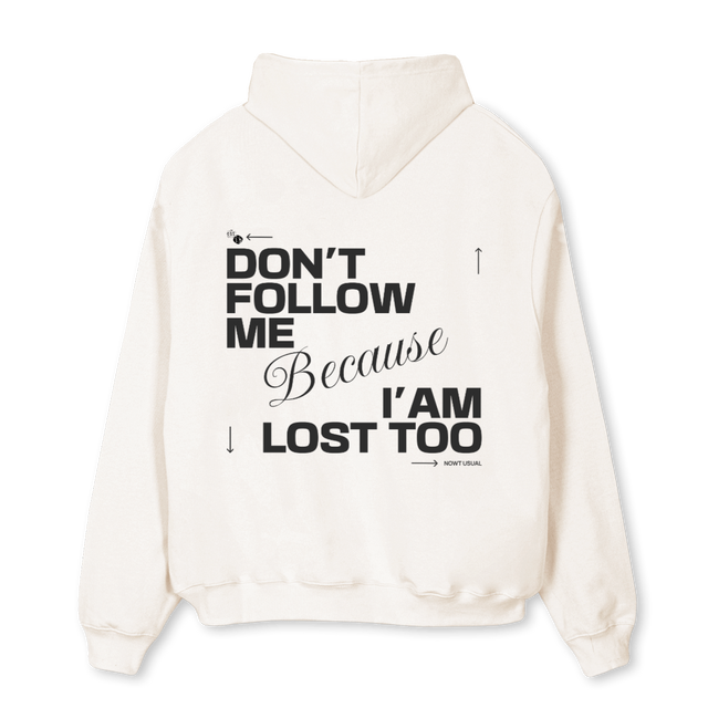 FOLLOW Vintage White Oversized Hoodie.