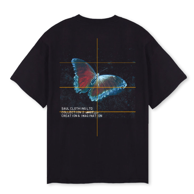 BUTTERFLYB Black Oversized Tee.