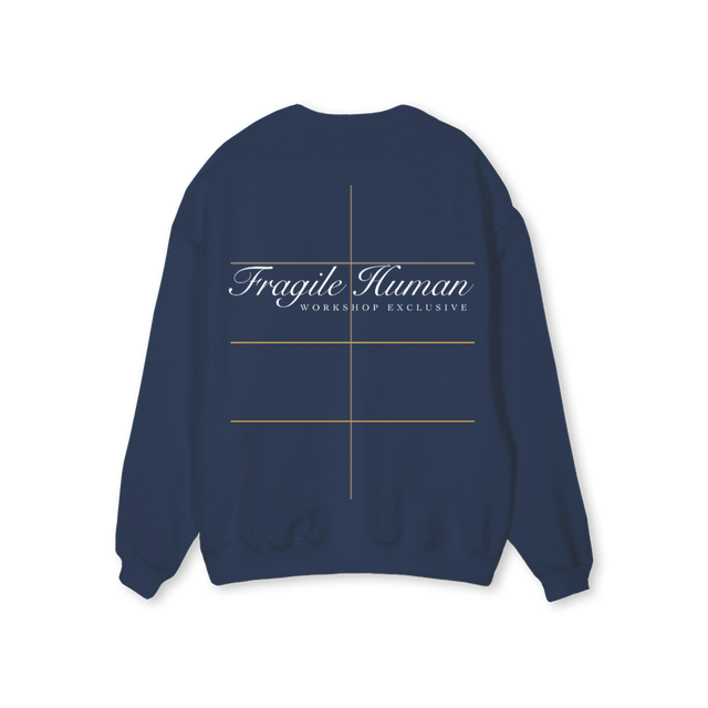 FRAGILEH Navy Blue Regular Crewneck Sweater.