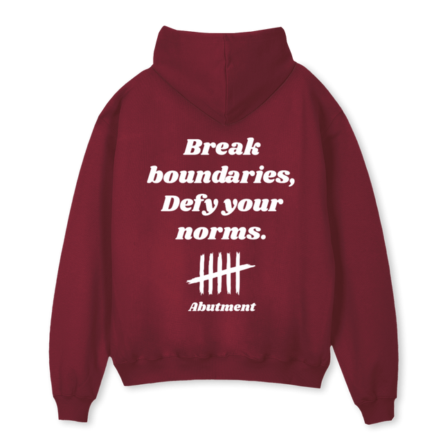 BOUNDARIES Burgundy Oversized Hoodie.