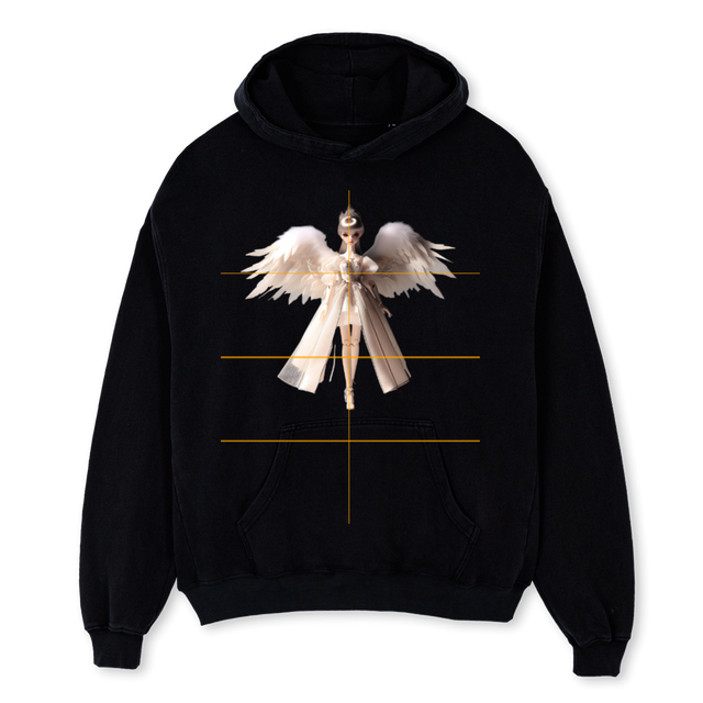 DOLL FACE Black Oversized Hoodie.