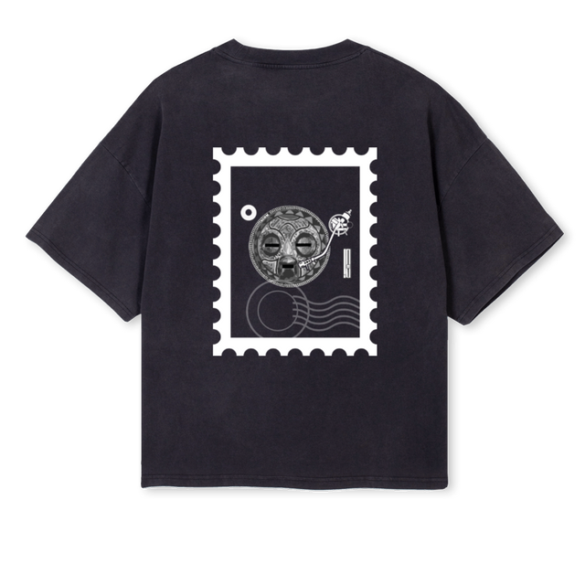 NOBLIGEVINBLCKWVINYL Vintage Black Oversized Boxy Tee.