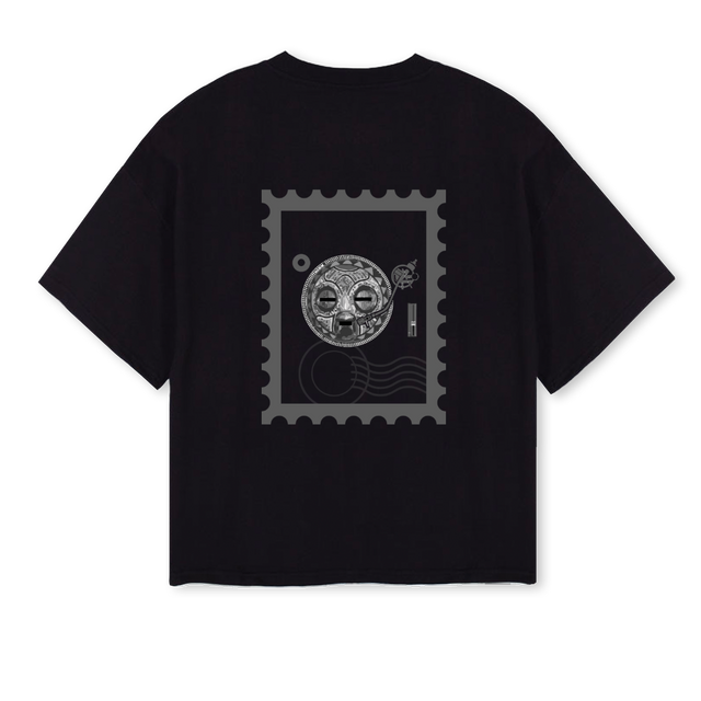 NOBLIGEBLCKGREYVINL Black Oversized Boxy Tee.