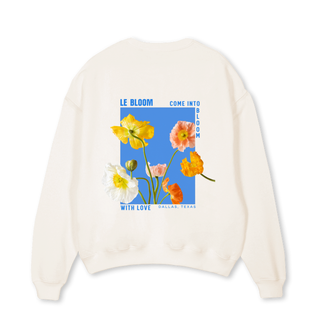 LECREW Vintage White Oversized Crewneck Sweater.