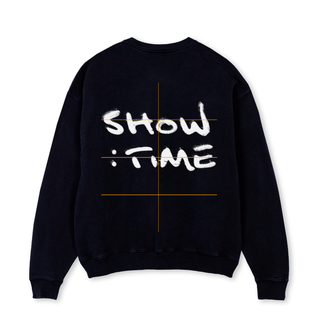 SWEATBLACKWHITELOGO_1 Black Oversized Crewneck Sweater.