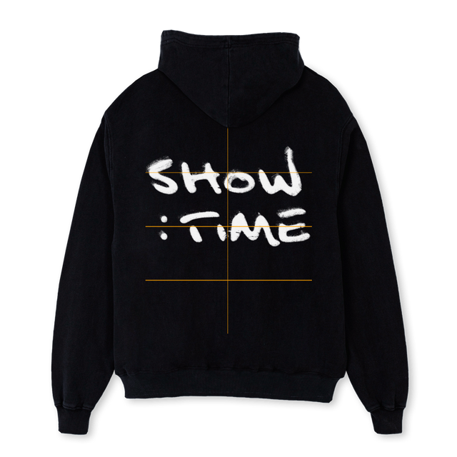 SWEATBLACKWHITELOGO_2 Black Oversized Zipped Hoodie.