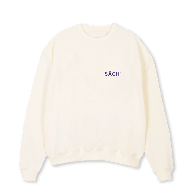 SACHCREAM Cream Oversized Crewneck Sweater.