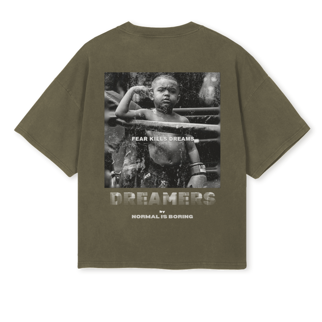 PLAYERSOLIVET Vintage Olive Oversized Boxy Tee.