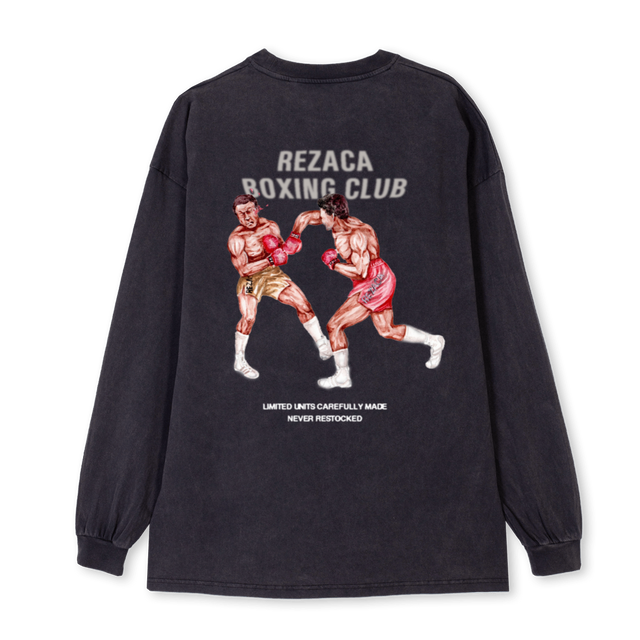 BOXING Vintage Black Oversized LS Tee.