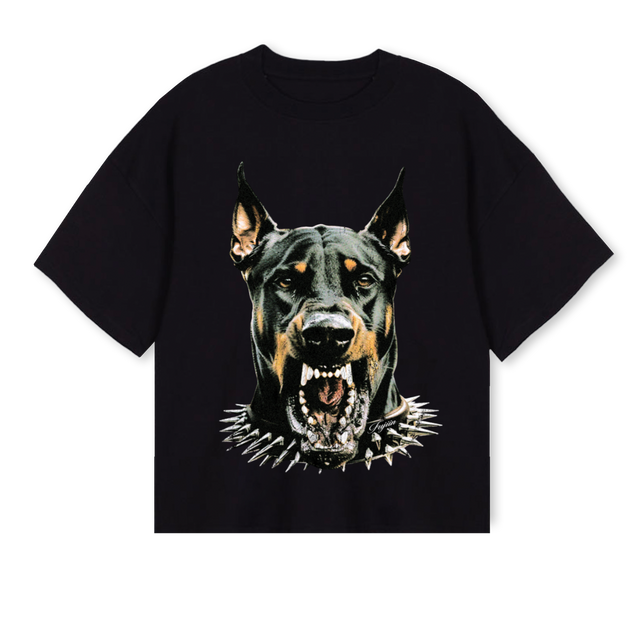 DOBBERBLK Black Oversized Boxy Tee.