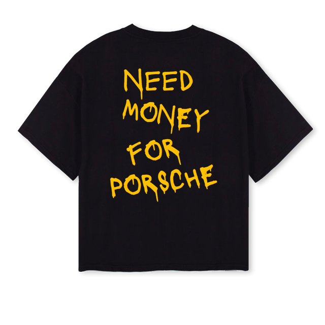 BLACKYELLOWNMFPBOXY Black Oversized Boxy Tee.
