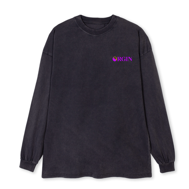 WINGS Vintage Black Oversized LS Tee.