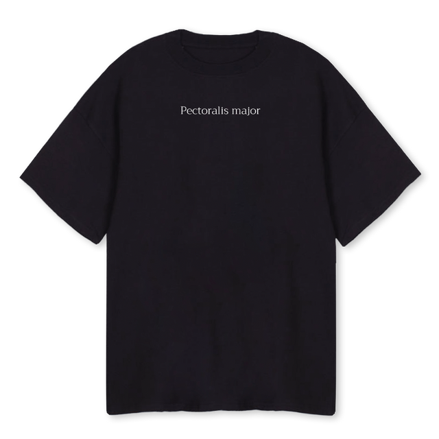 PECTORALIS MAJOR Black Oversized Tee.