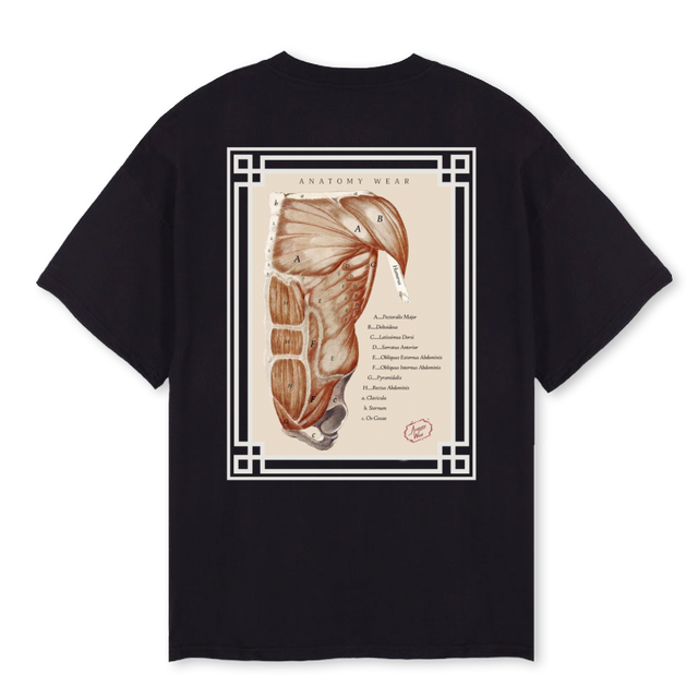 PECTORALIS MAJOR Black Oversized Tee.