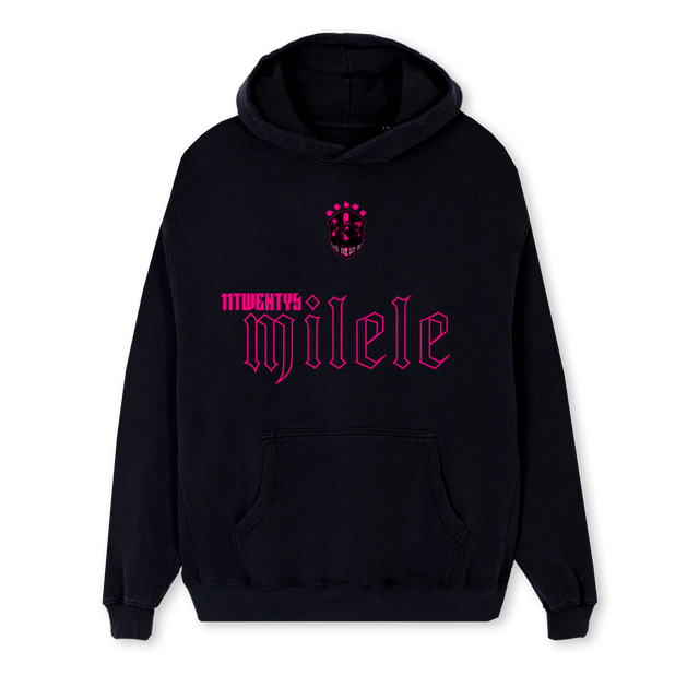MILELEE Black Regular Hoodie.
