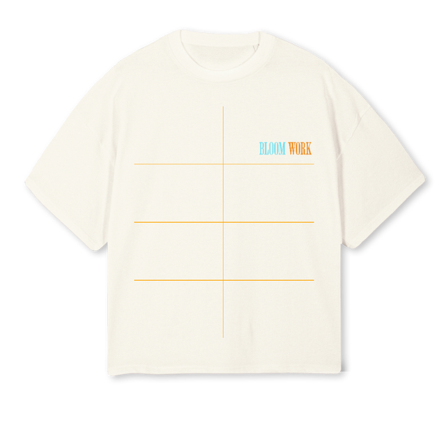 BLOOMWORKFNL Cream Oversized Boxy Tee.