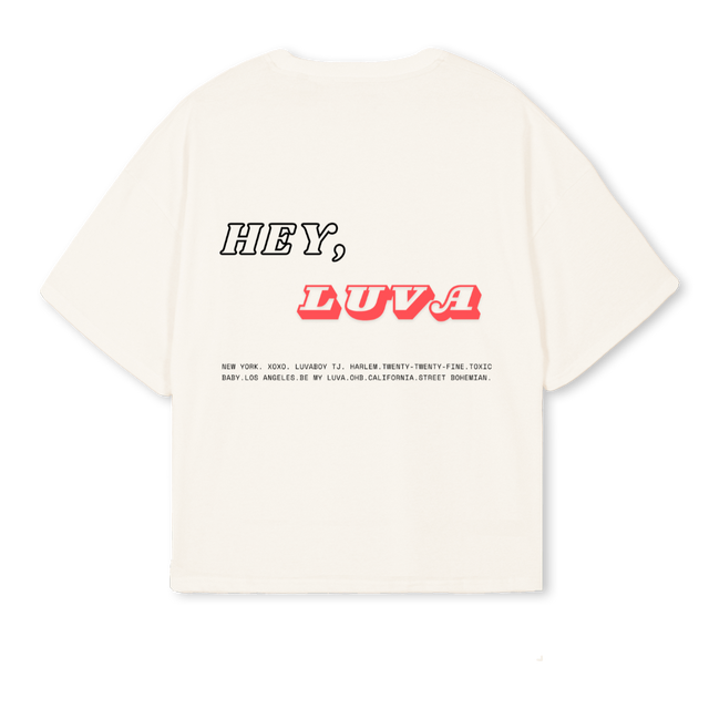 HEY LUVA_2 Vintage White Oversized Boxy Tee.