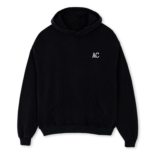 ACSEVEN Black Oversized Hoodie.