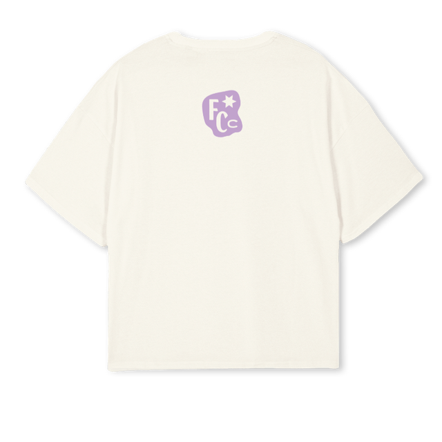 FAMILYPURPLE Cream Oversized Boxy Tee.