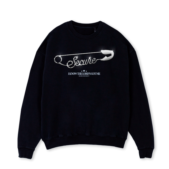 SECURECREW_1 Black Oversized Crewneck Sweater.