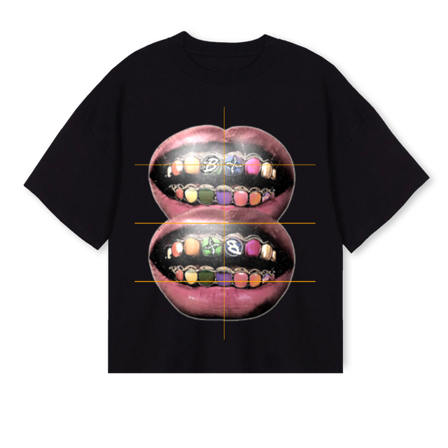 BAMI MOUTH Black Oversized Boxy Tee.