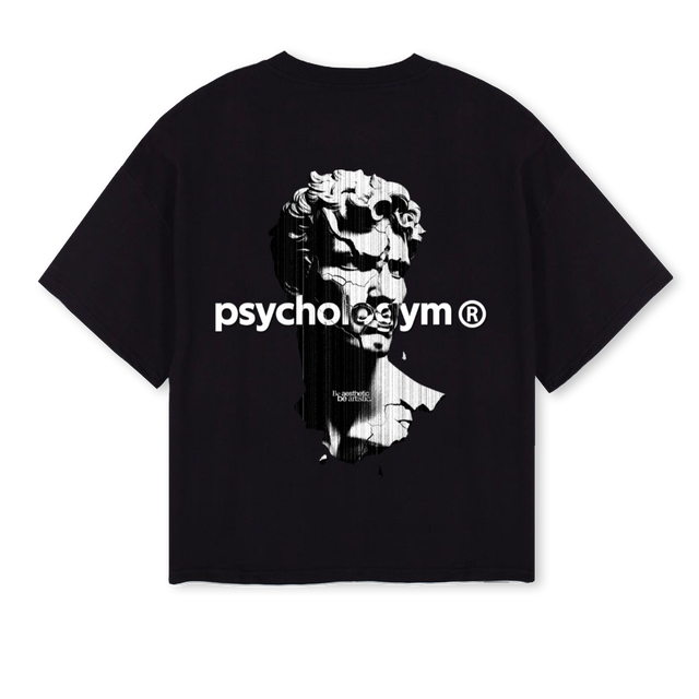 BOXYSHIRT PSYCHO Black Oversized Boxy Tee.