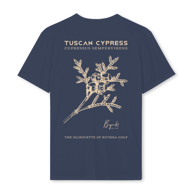 TUSCAN CYPRESS Navy Blue Regular Tee.