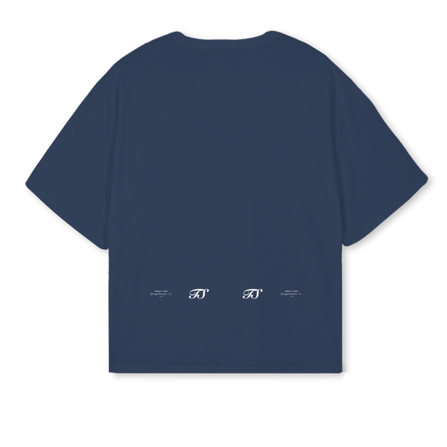 EYESTALKTEE Navy Blue Oversized Boxy Tee.