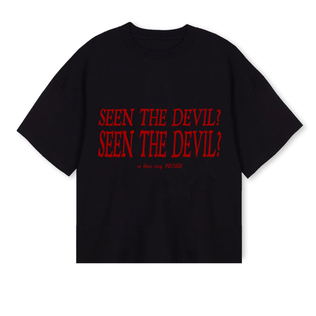 SEENTHEDEVILTEE Black Oversized Boxy Tee.