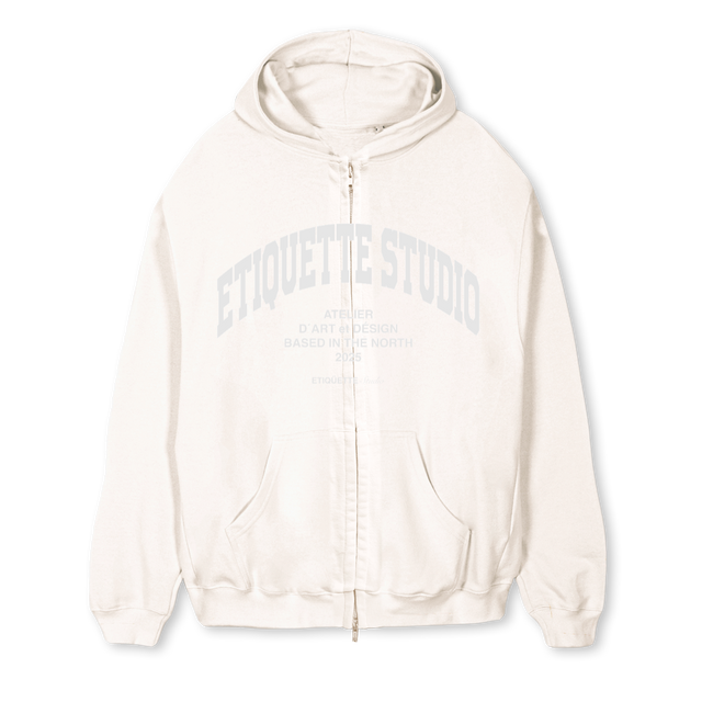 ESBEIGE Vintage White Regular Zipped Hoodie.