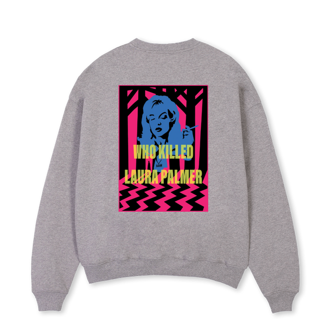 ADWPALMERNEONPNK_1 Grey Marl Oversized Crewneck Sweater.