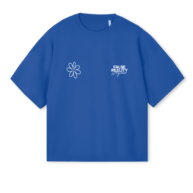 FALSE REALITY HYROX Cobalt Blue Oversized Boxy Tee.